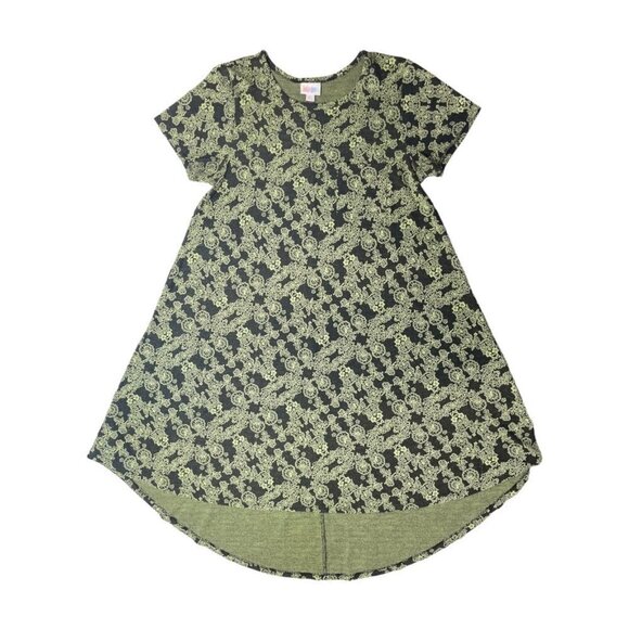 LULAROE "Simply Comfortable" Dress Size Small Green Black A-Line Hi-Lo Stretch - Picture 15 of 15
